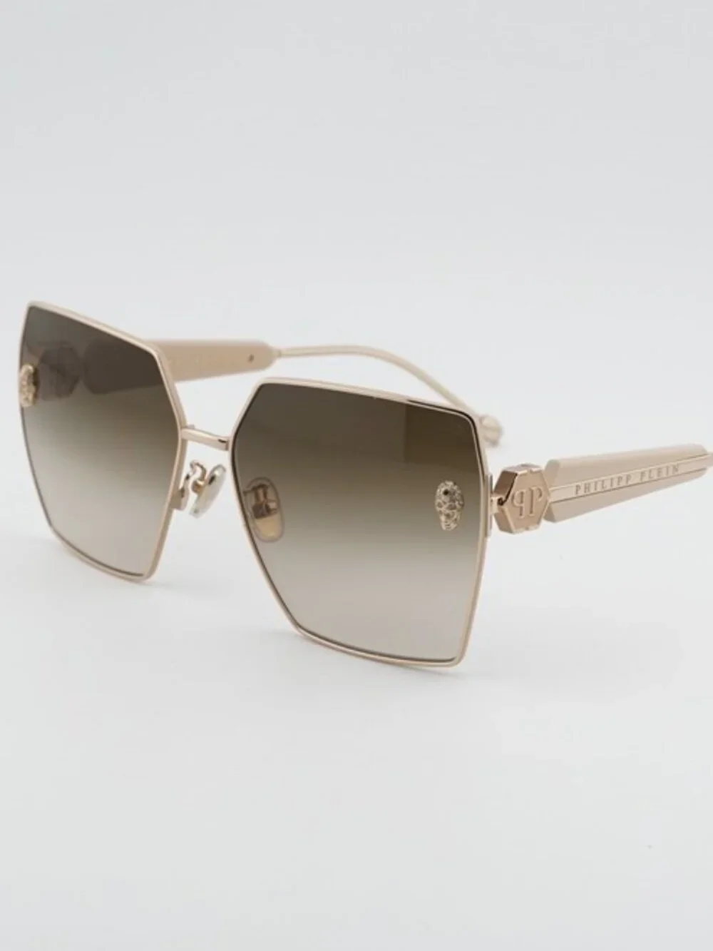 Philipp Plein SPP122S 0F47 Sunglasses Gold Square Frame, Brown Lenses